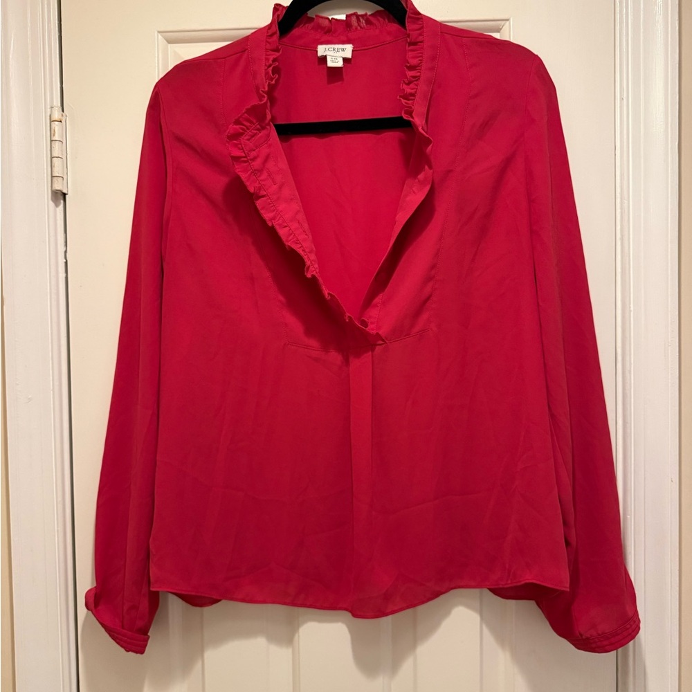J. Crew Women's Pink Ruffle Blouse